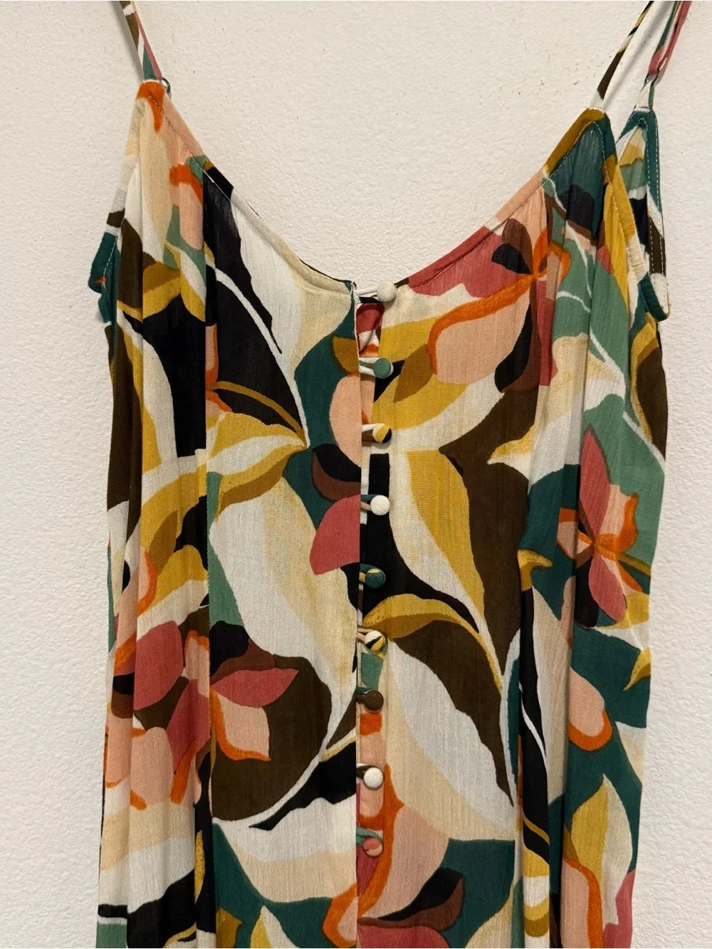 O'Neill Candice Jumpsuit Wide Leg Cropped Lightweight Tropical Print Medium